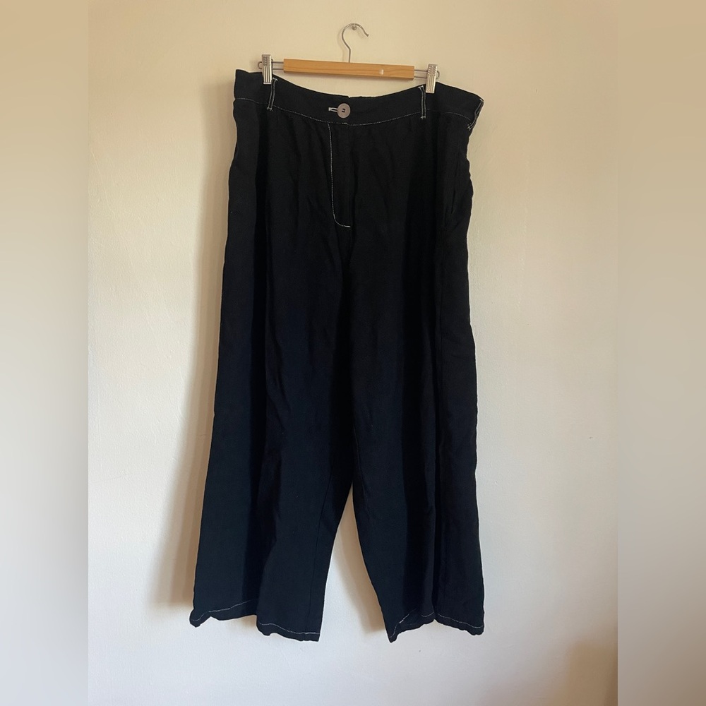 FBC End Of The World Black Linen Wide Leg Trousers Pants in 3X